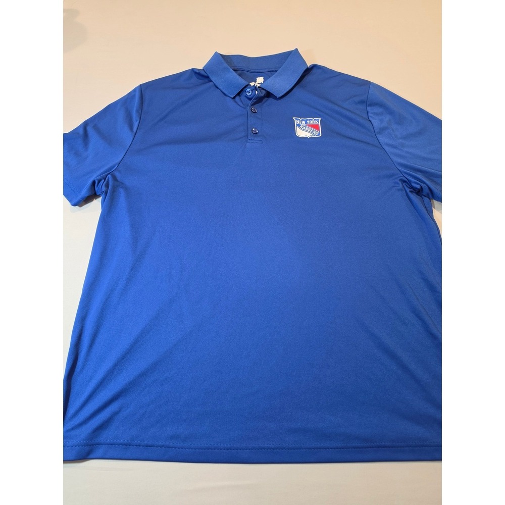 Fanatics NHL New York Rangers Mens 2XL Blue Short Sleeve Performance Polo Shirt